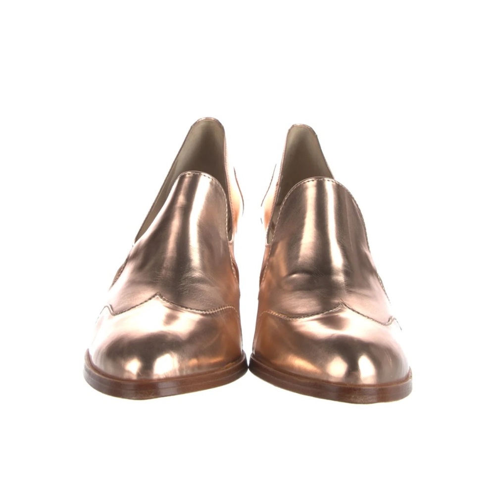 The Office of Angela Scott gold Patent Leather D'Orsay Pumps